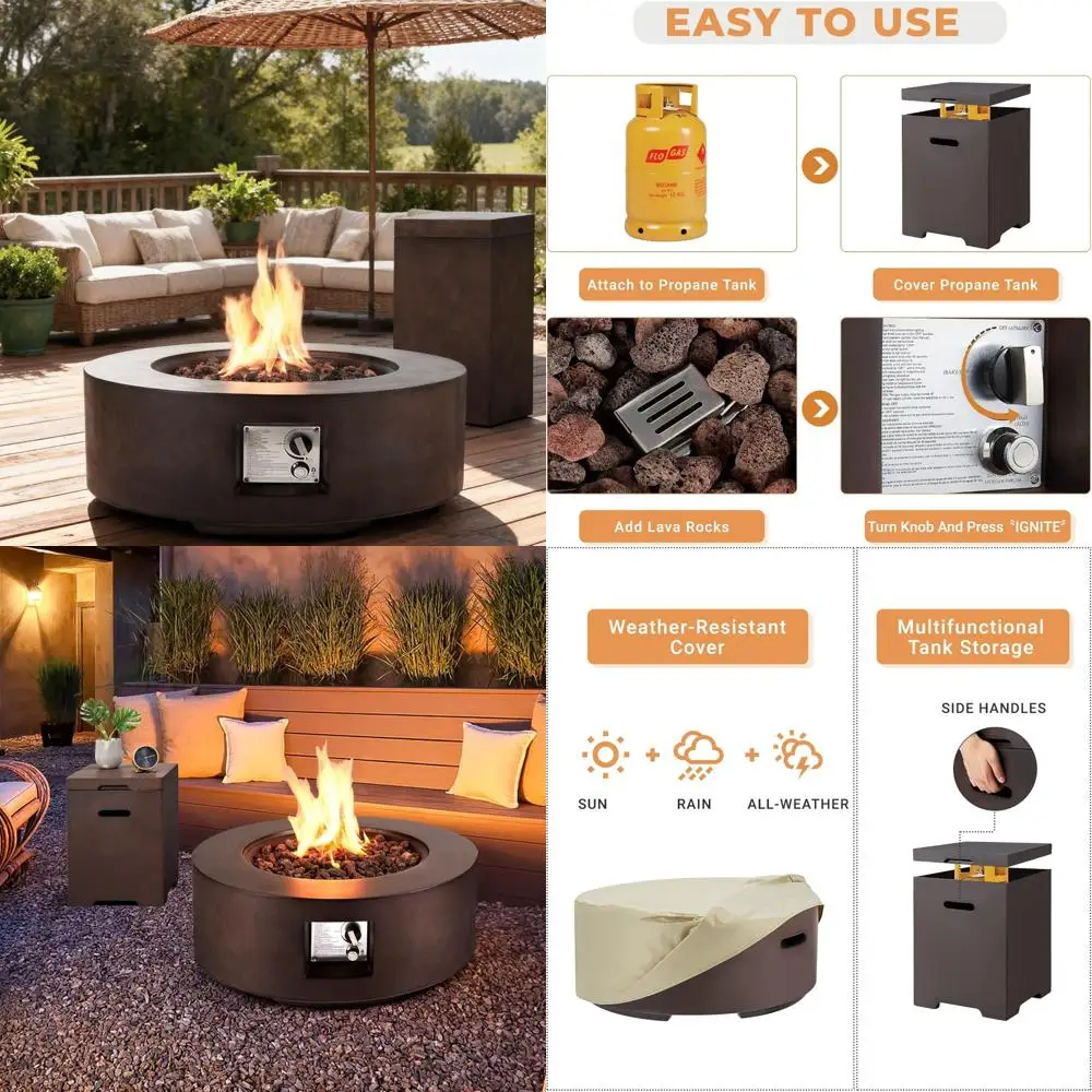 

Набор из 2 предметов для уличного газового костра с крышкой бака с пропаном, 30 круглых стальных огня с автоматическим зажиганием, 50 000 БТЕ