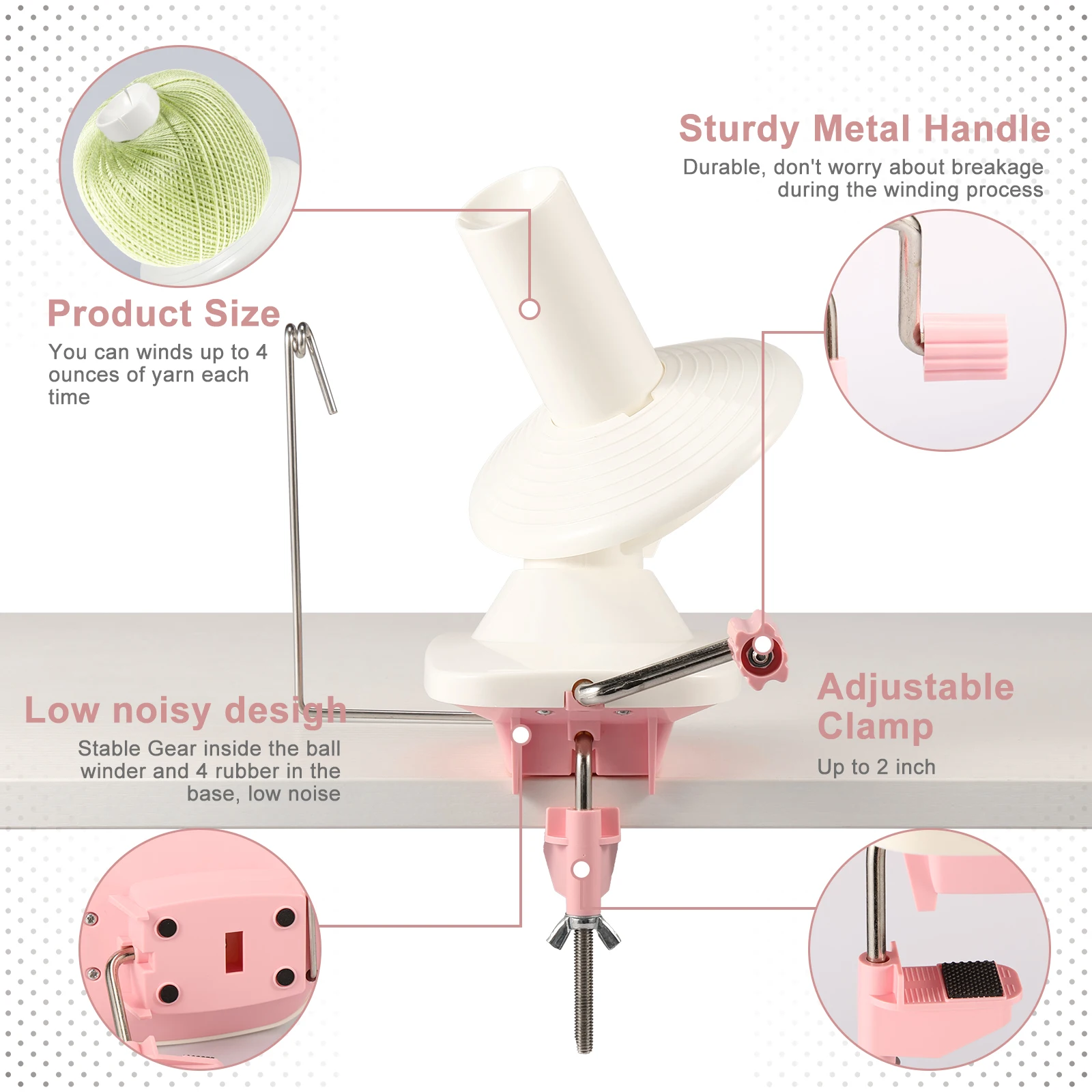 1Set Manual Wool Ball Winder Manual Household Yarn Winding Detachable Yarn Ball Roller Weaving Tools DIY Yarn Ball Winder