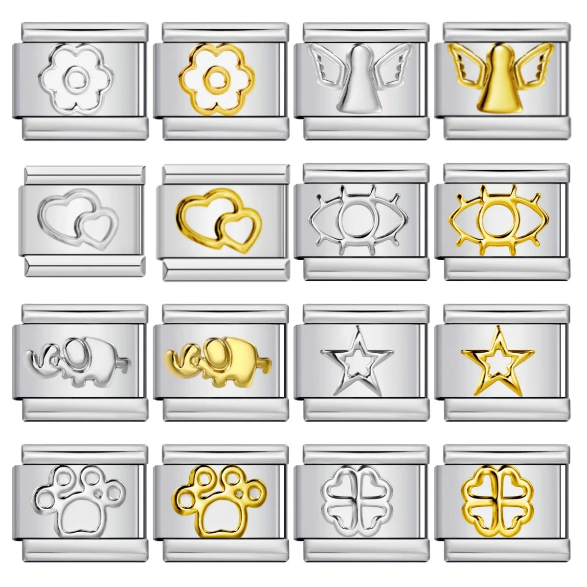 2025 موضة الذهب والفضة ختم نمط القلب الأميرة تاج الملاك ستار الإيطالية السحر 9 مللي متر الفولاذ المقاوم للصدأ سوار لتقوم بها بنفسك مجوهرات #2