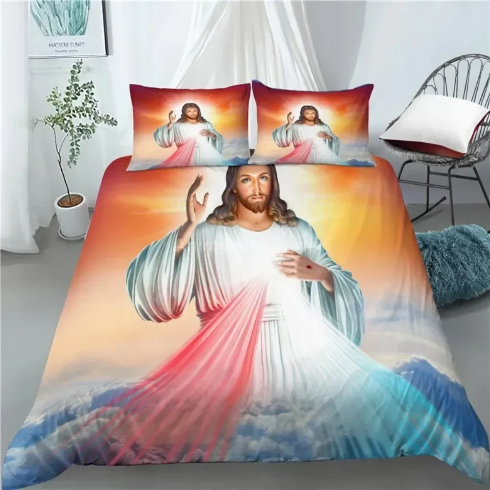 Luxury New 3D Print God Jesus Comfortable Duvet Quilt Cover Pillowcase Bedding Set Children Bedroom Decoration Home Textile