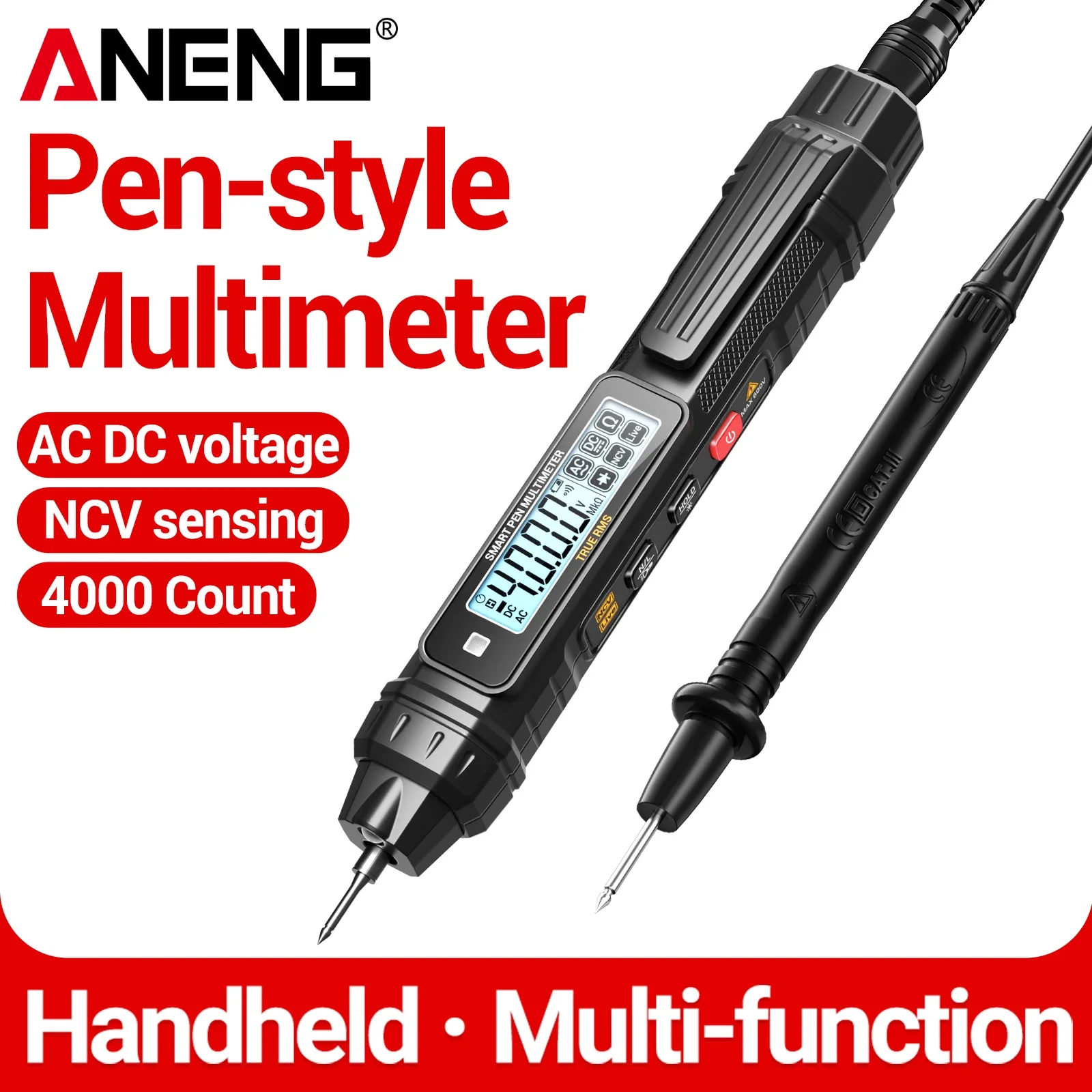ANENG A3005 Pen‑Style Multimeter 4000 Counts AC DC 600V NCV Live Neutral Wire Resistance Diode Flashlight Electrician Test Tool