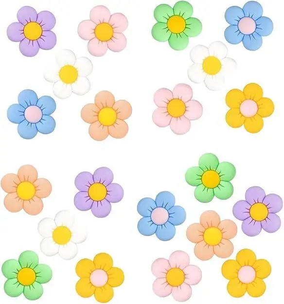 Cartoon Cute Colorful Daisy Flower Shoe Charms Lovely Bling DIY Anime Bear Shoe Decoration Kids Birthday Halloween Gifts