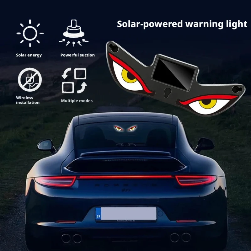 Car-mounted LED Wireless Solar Devil's Eye Triangular Window Mount Little Monster Expression Lamp Ambient Light Free of Wiring