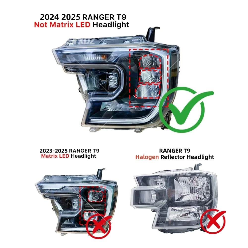 لفورد رينجر T9 XL XLT 2023-2024 LED المصباح النهار تشغيل ضوء وظيفة الإطار وحدة العنبر DRL LED لوحات #2