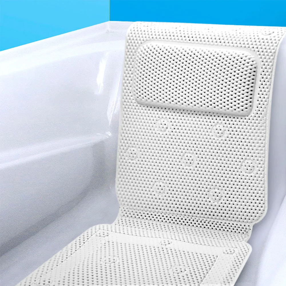 PVC Breathable Non-slip Bathroom Bathtub Mat 3D Mesh Layers Bath Cushion With Pillow Foldable Spa Body Full Bath Cushion Pillow