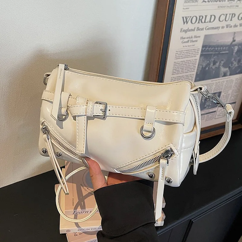 2026 Spring And Summer Korean Edition Casual Handheld Stick Bag Fashion Women'S Locomotive Style Shoulder Crossbody Bag