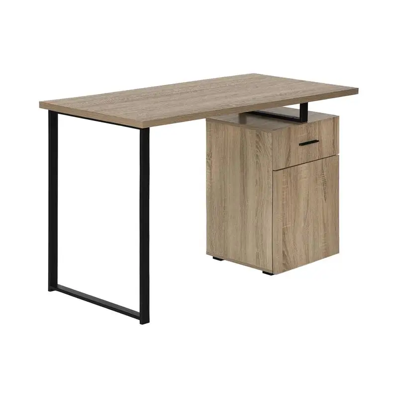 Contemporary 48" Computer Desk for Home Office, Laptop Setup, Left & Right Configuration, Storage Drawers, Brown Laminate &