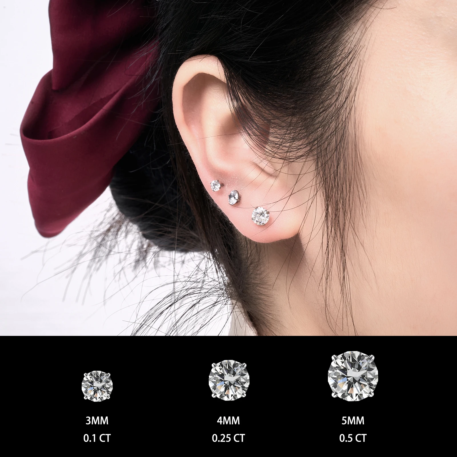 1Pair Titanium G23 16G Earring Helix Tragus Cartilage Earring 3MM 4MM 5MM Zircon Internally Threaded Piercing Jewelry For Women