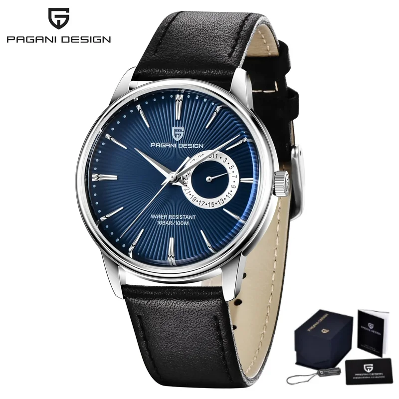 PAGANI DESIGN Men Casual Quartz Watch Light Luxury All-Match Coated Glass Waterproof Stainless Steel Date Wristwatch