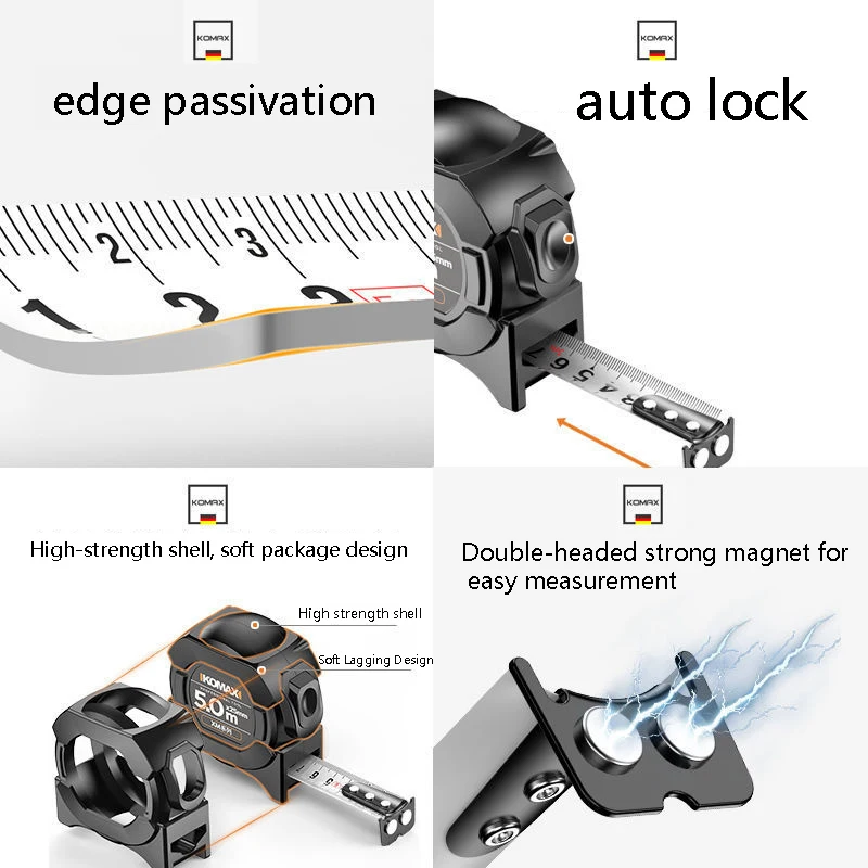 Hoogwaardige Rvs Digitale Meetlint 10M Industriële Grade Dubbelzijdig Meetlint Met Magnetische Zelf-Locking Tape