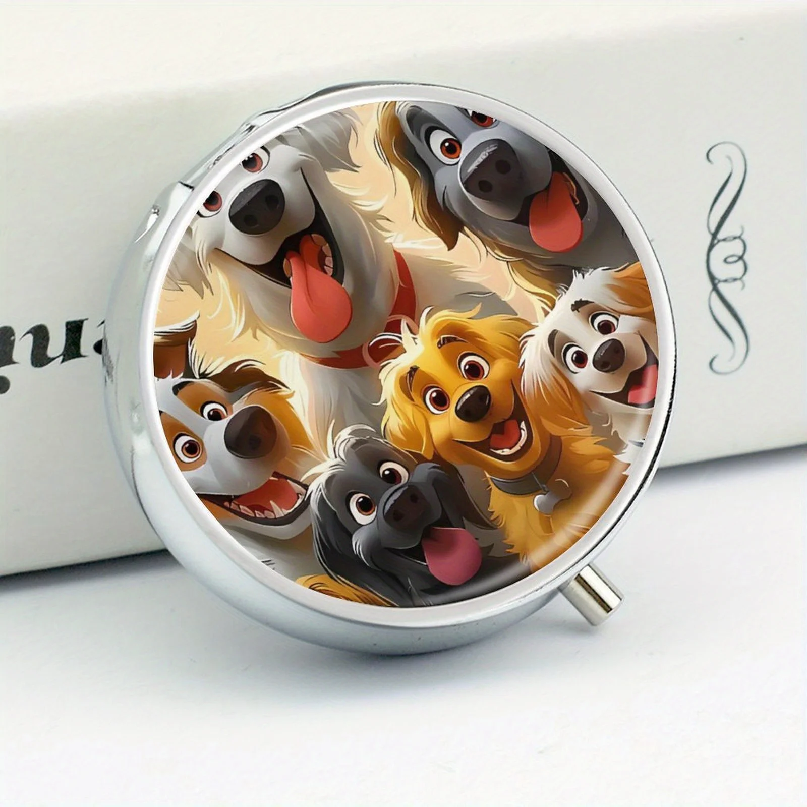 Cute Dog-Themed Pill Box With 2 Compartments - Portable & Decorative Medicine Organizer For Purse Or Pocket,Ideal Trave Gift