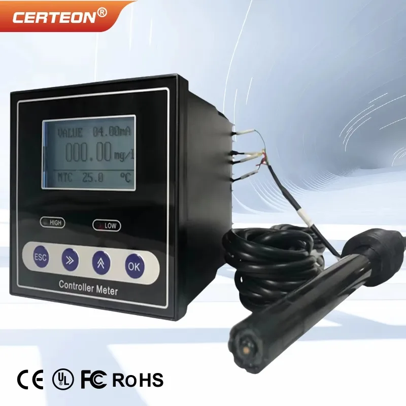 Online Dissolved Oxygen Meter DO Analyzer Water Quality Monitor Sensor 4-20mA 220V For Aquaculture Wastewater Treatment