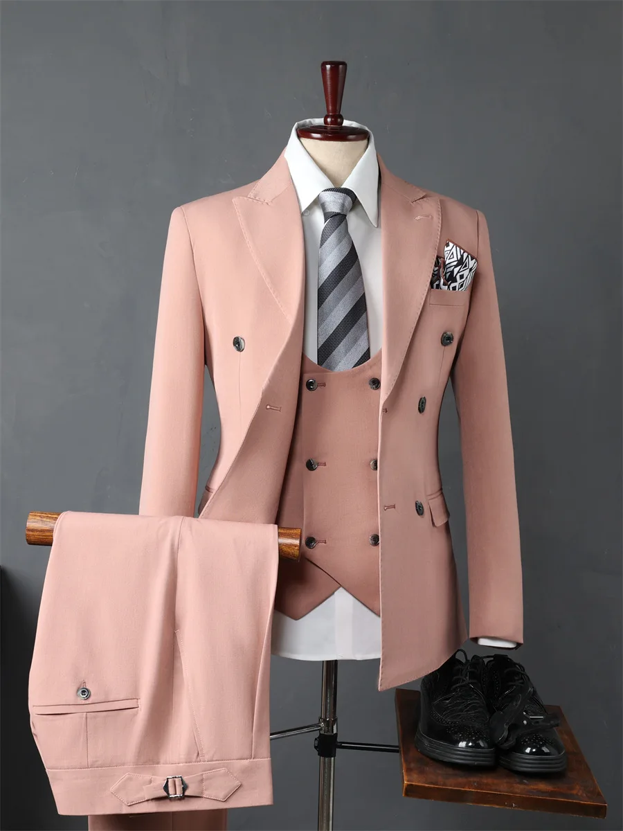

D556550 Men's suit slim three-piece suit professional business trend suit wedding dress best man formal suit