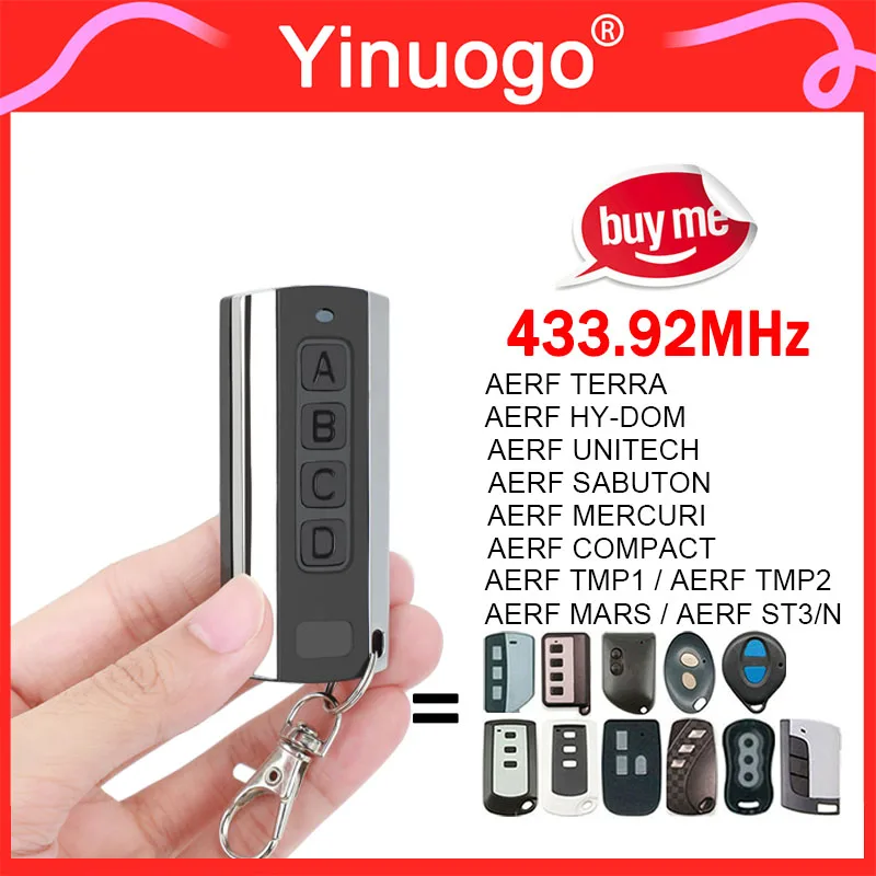 For AERF Garage Remote Control 433MHz Compatible With AERF HY-DOM TERRA C4 SABUTON UNITECH MERCURI COMPACT MARS ST3/N TMP1 TMP2