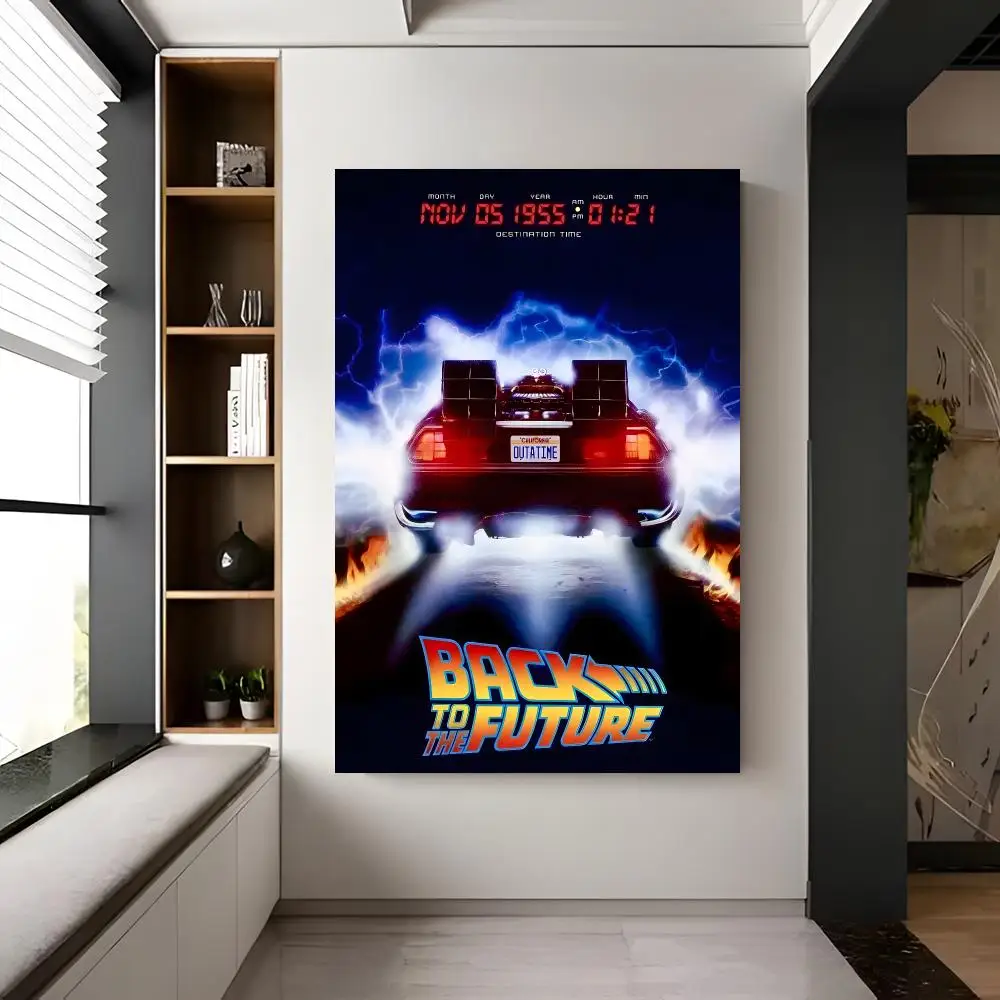 Classic Movie B-back to the Future Poster Trendy Aesthetic Self-Adhesive Wall Poster Room Decor for Bedroom & Dorm
