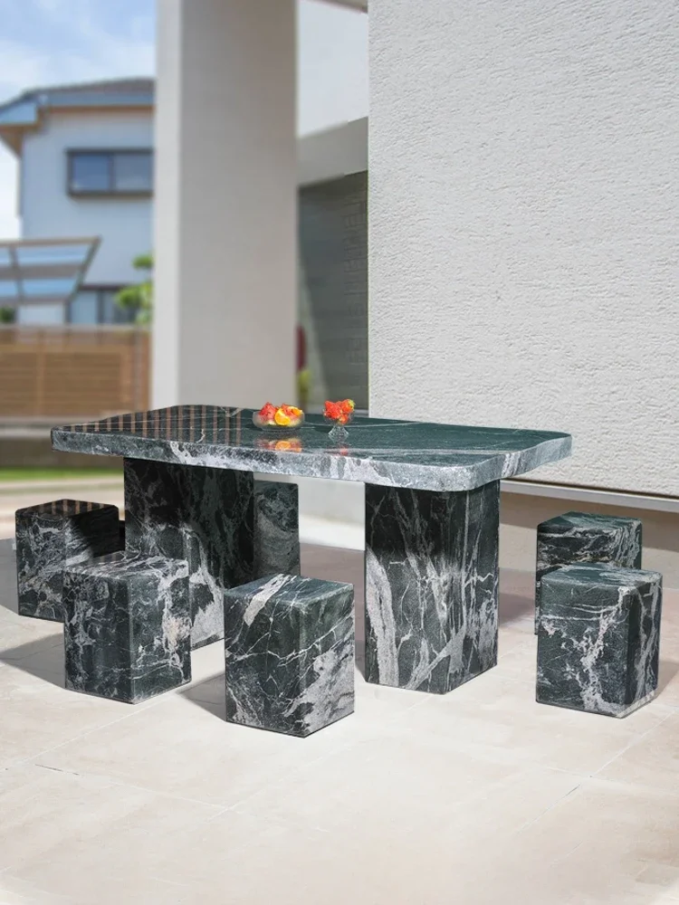 

stone Custom-made granite table bench courtyard a set of outdoor garden home outdoor marble bench park chair