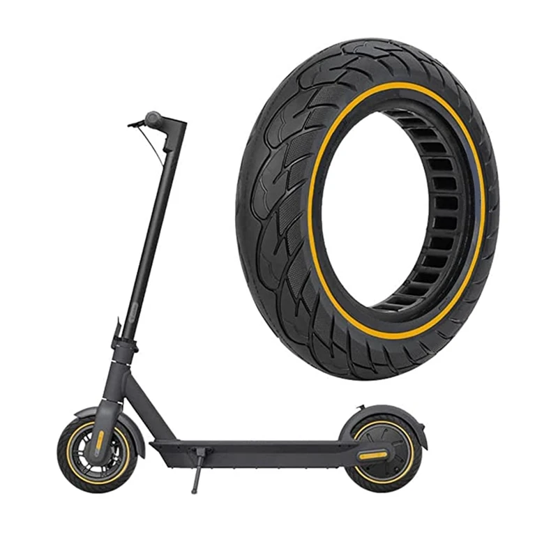 Solid Rubber Wheels 10 Inch Electric Scooter, Non-Slip, Solid Rubber, No More Perforated Wheels (Yellow 2 Pieces)