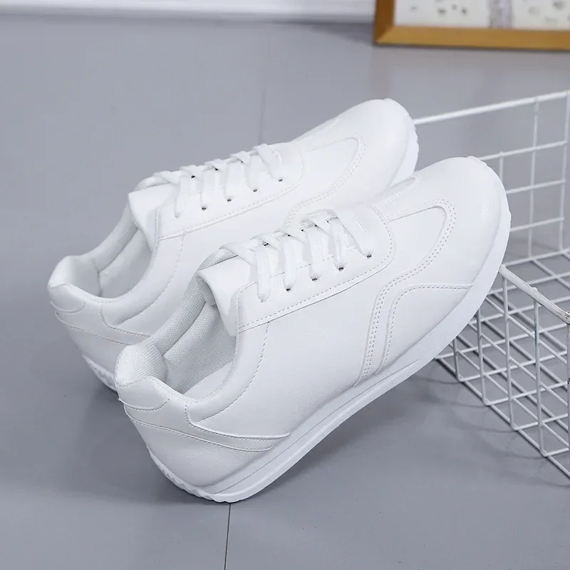 White Leather Sneakers Sport Vulcanized Shoes Comforthable Spring Sneakers Casual Shoes  Fashion School Tennis Flat Shoes