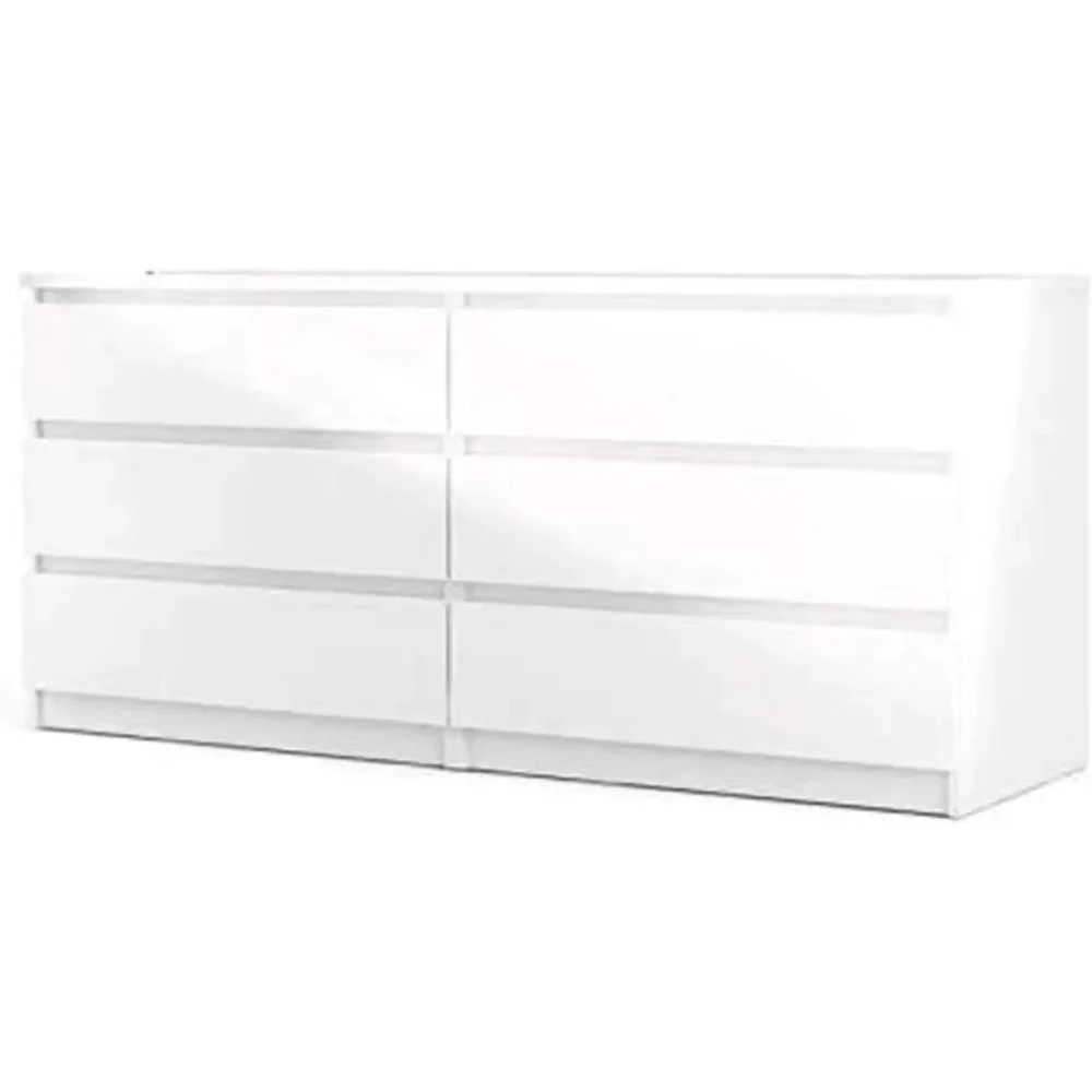 Scottsdale 6 Drawer Double Dresser, White High Gloss