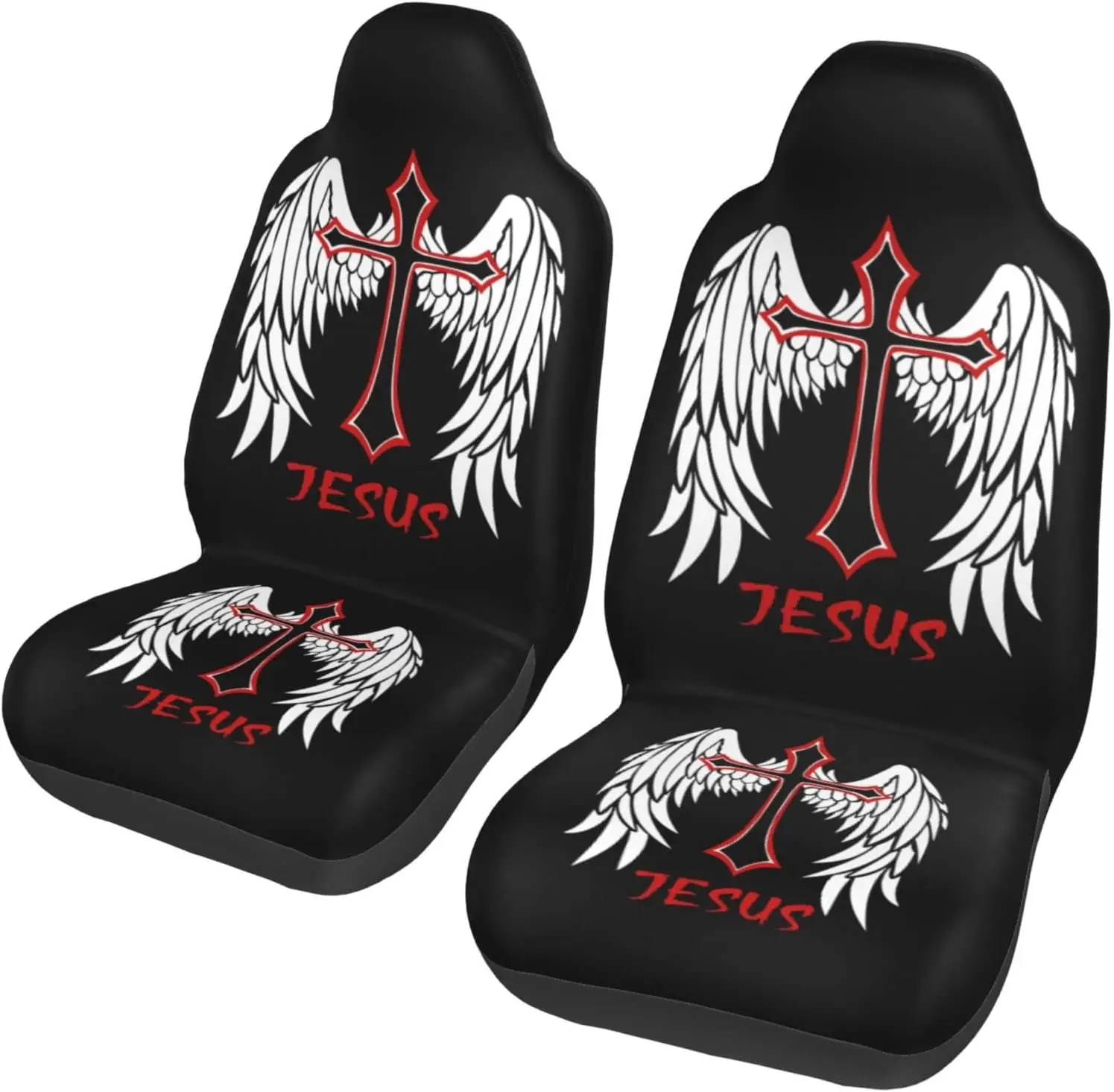 Religious Christian Faith Jesus Car Seat Cover for Men Women Front Seats Protectors Universal Fit Most Cars Suvs and Trucks 2 Pc