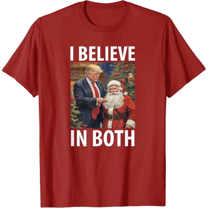 I Believe in Both Trump and Santa Funny Pro Christmas T-Shirt Women Clothing