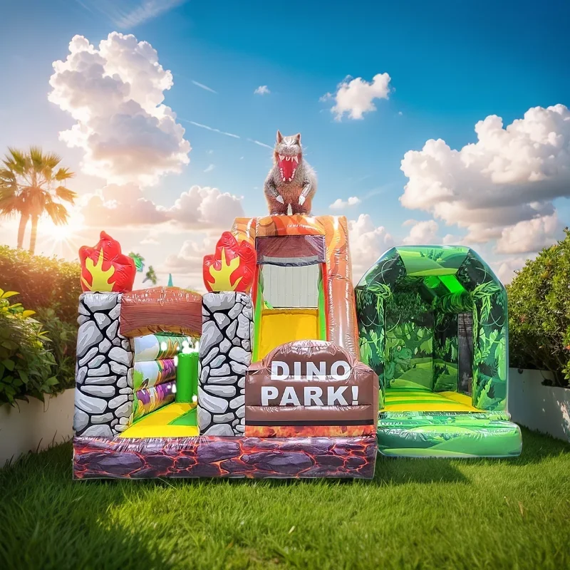 

Customized Commercial Dinosaur Slide Inflatable Bounce Combo Obstacle Course for Sale