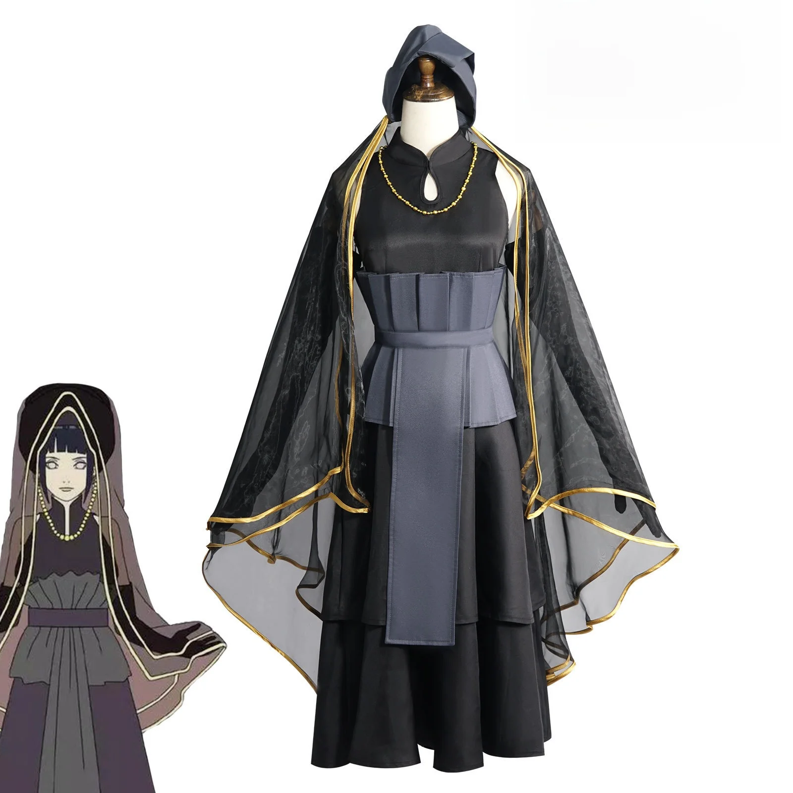 

Shippuden Hinata Cosplay Costume Ninja Wedding Dress Anime Cartoon Women's Traditional Ethnic Stage Performance Clothes