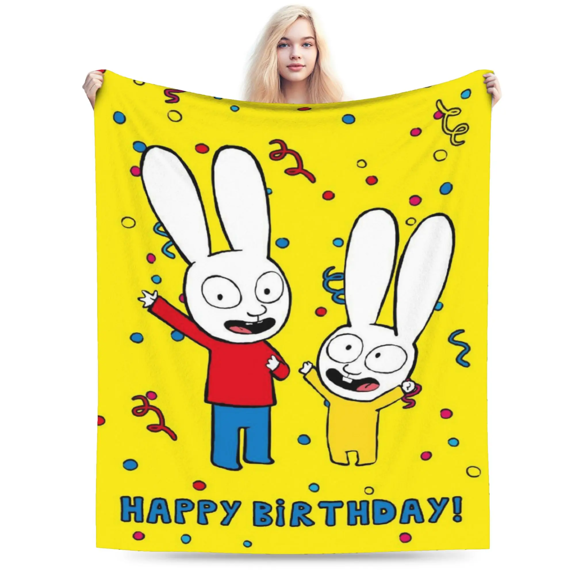 S-Simon Super Rabbit Super Soft Blanket For Couch Bed  Trend Throw Blanket Winter Travel Car Flannel Bedspread