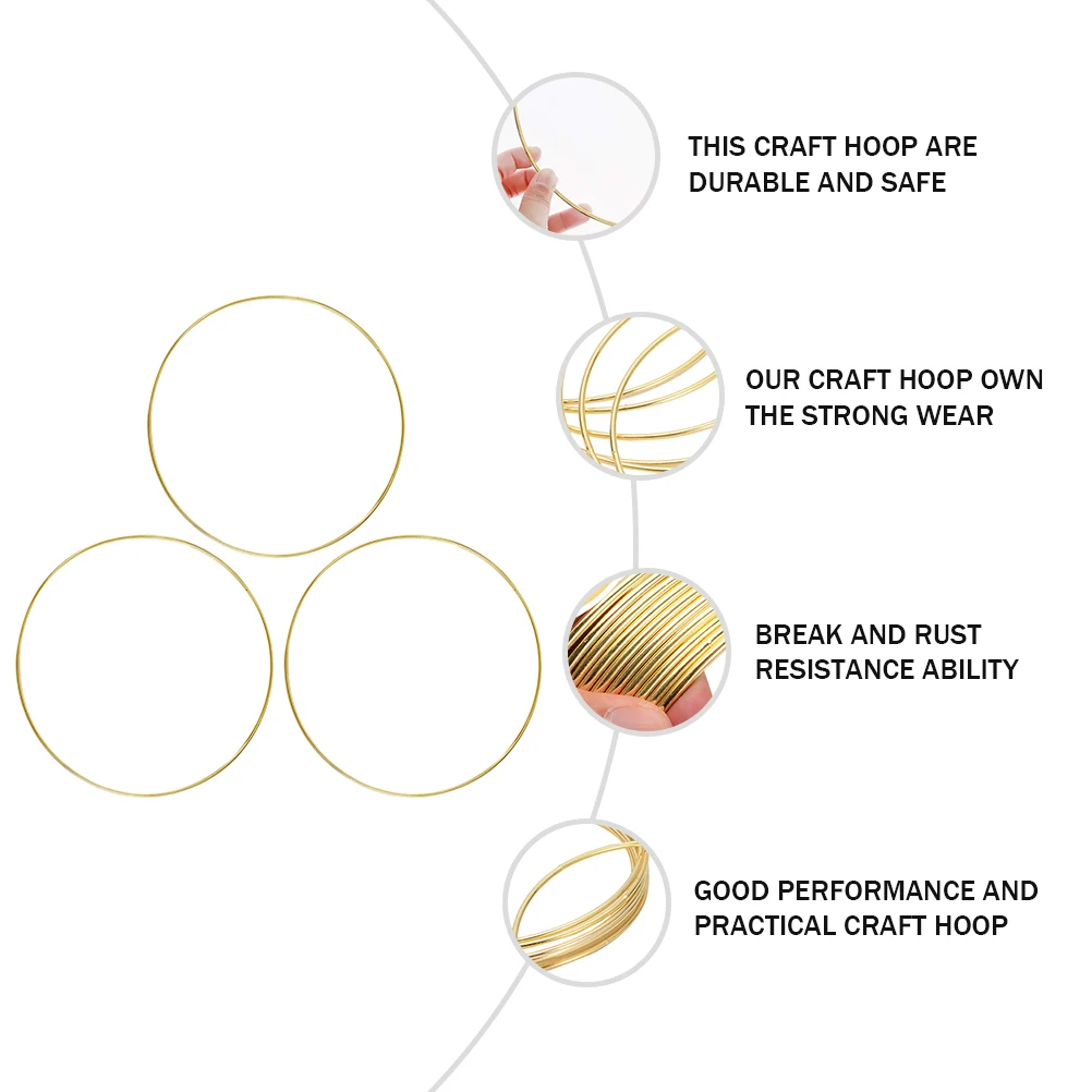 

3 PCS Metal Dream Catcher Wind Cylinder Novelty Craft Ring for Household Dreamcatcher Decor Hoop Iron Golden