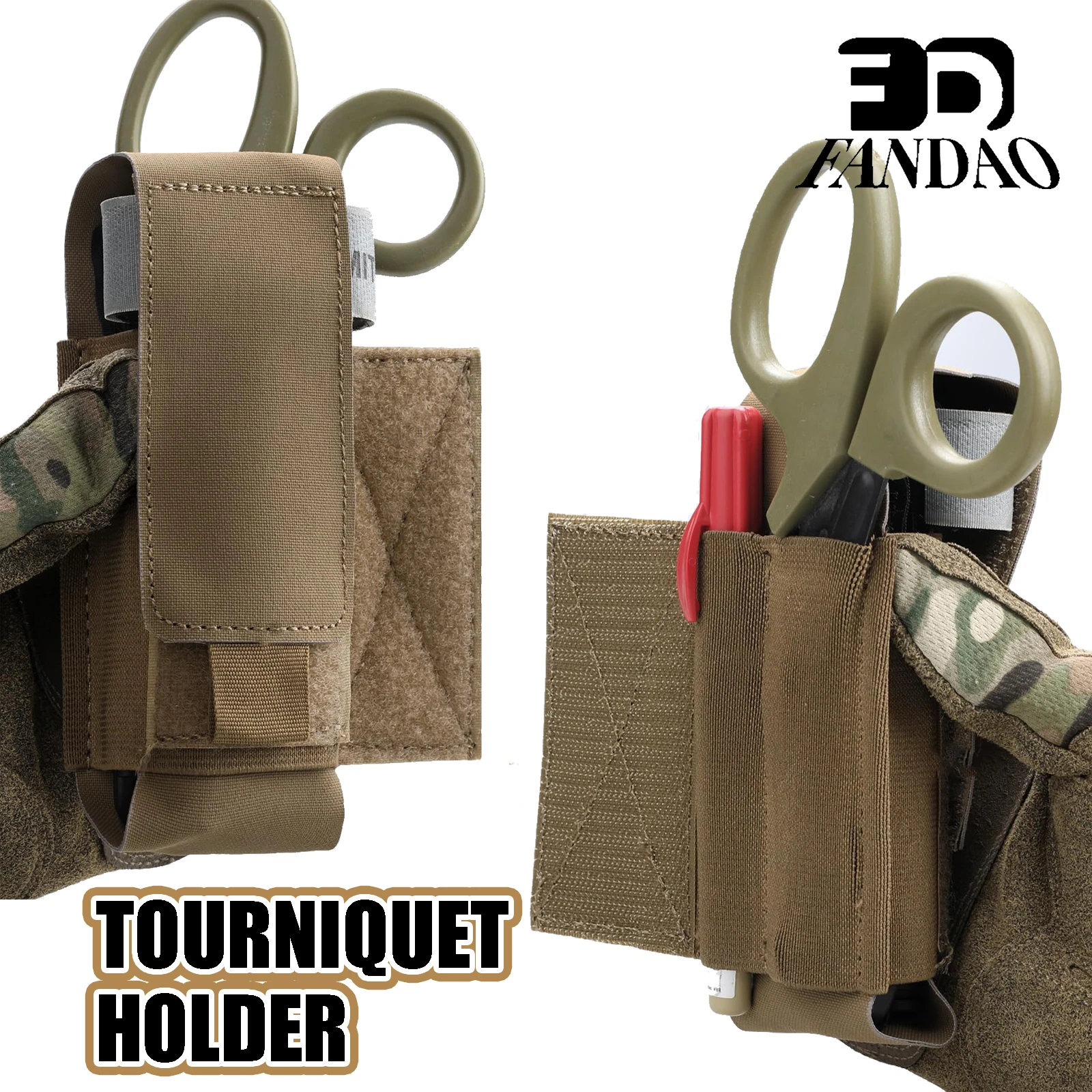 Tactical Mini Drop Tourniquet Pouch Holder Medical Shear TQ Case Pouch Hook & Loop Add-on Tool Pouch for Tactial Vest Chest Rig