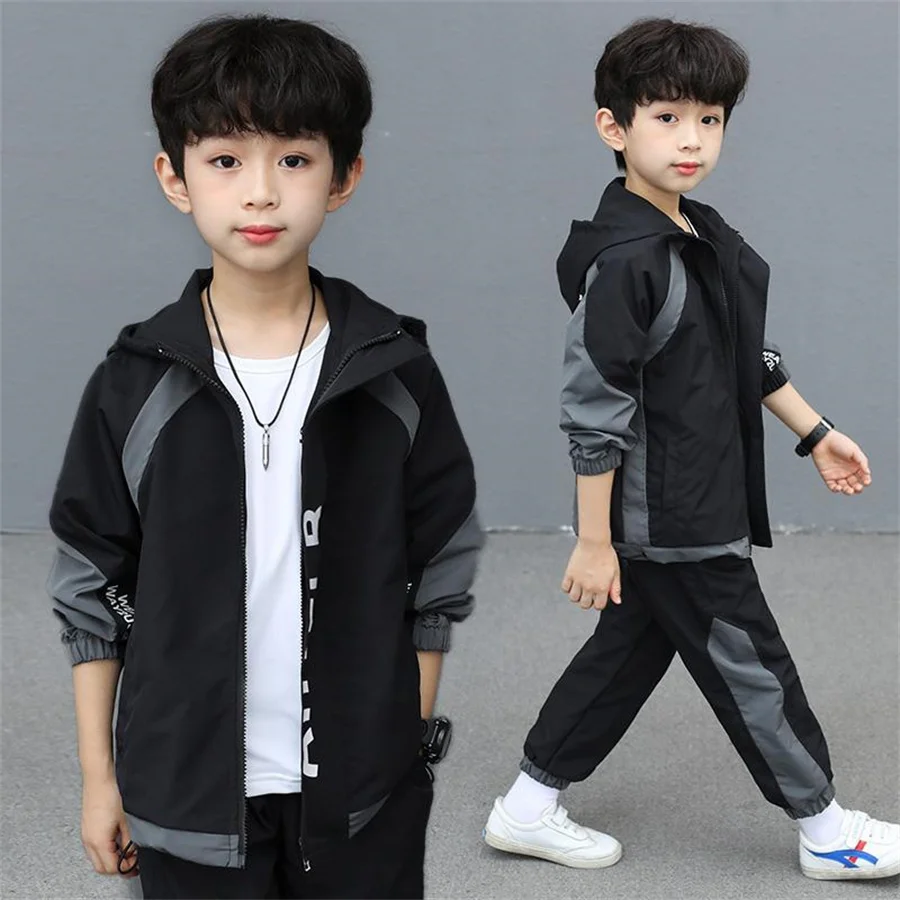 Spring Autumn Teenager Boys Clothing Sets Child Fashion Letter Sweatshirt + Pants 2Pcs Kids Tracksuit 4 5 6 7 8 9 10 11 12 Years