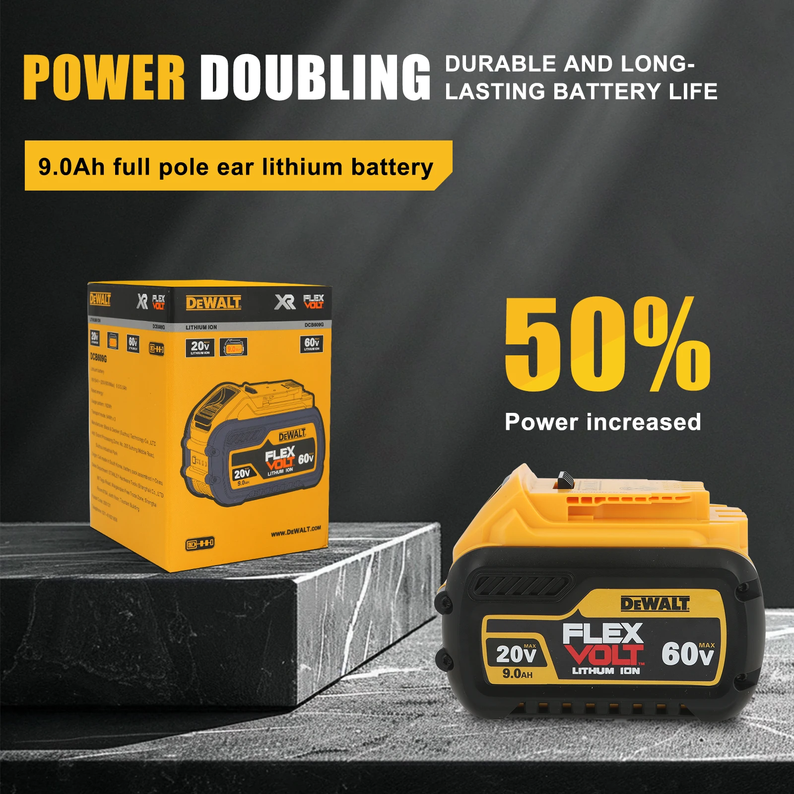 100% originální Dewalt 18V baterie 5Ah 6Ah 9Ah lithium-iontová baterie pro 20V Dewalt elektrické nářadí DCB206 DCB205 DCB204 DCB184 DCB200 - náhled 3