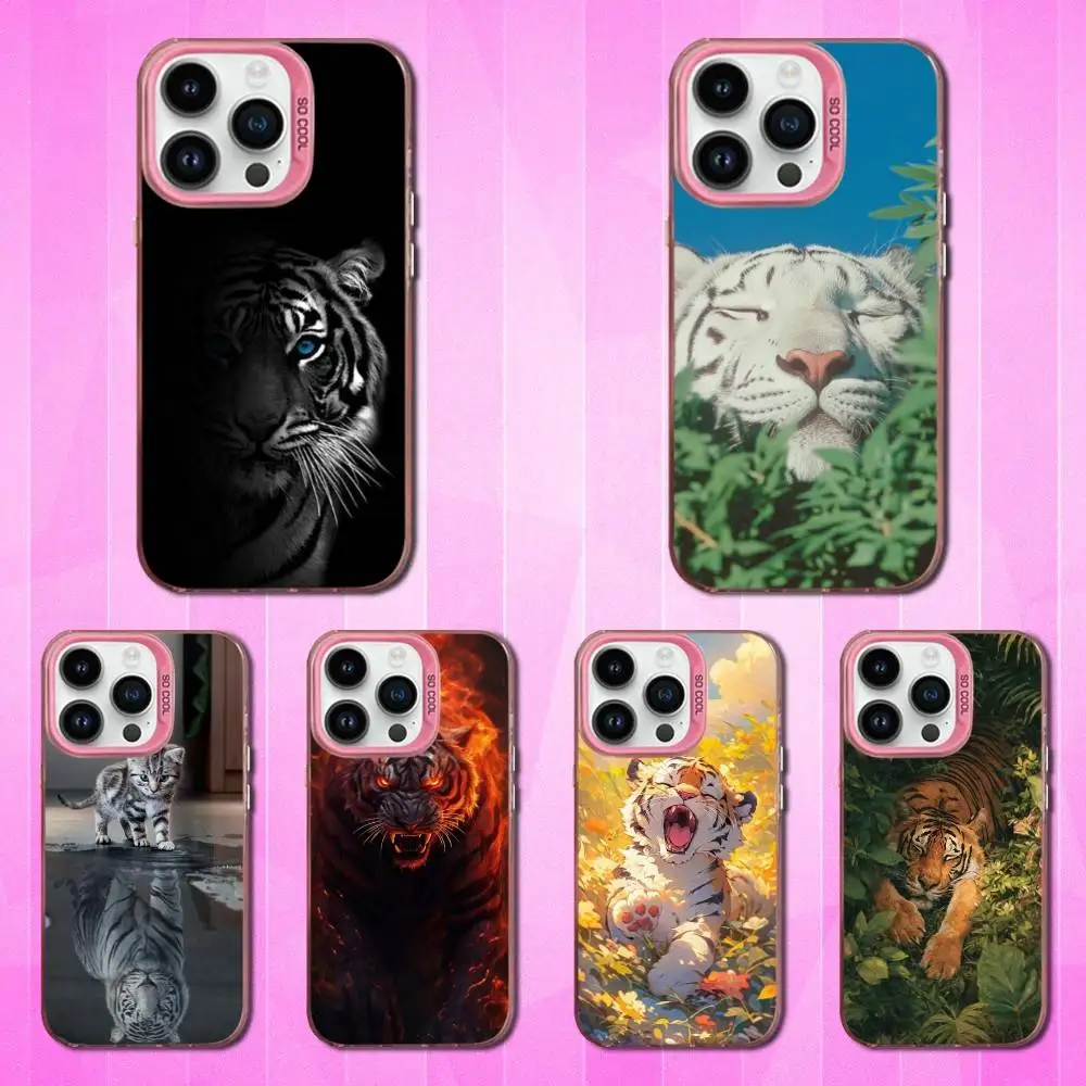 

Cool Art Tiger Myth Phone Case For iPhone 16,15,14,17,13,12,11,Mini,Pro,SE,XS,MAX Pink Matte Silicone Cover