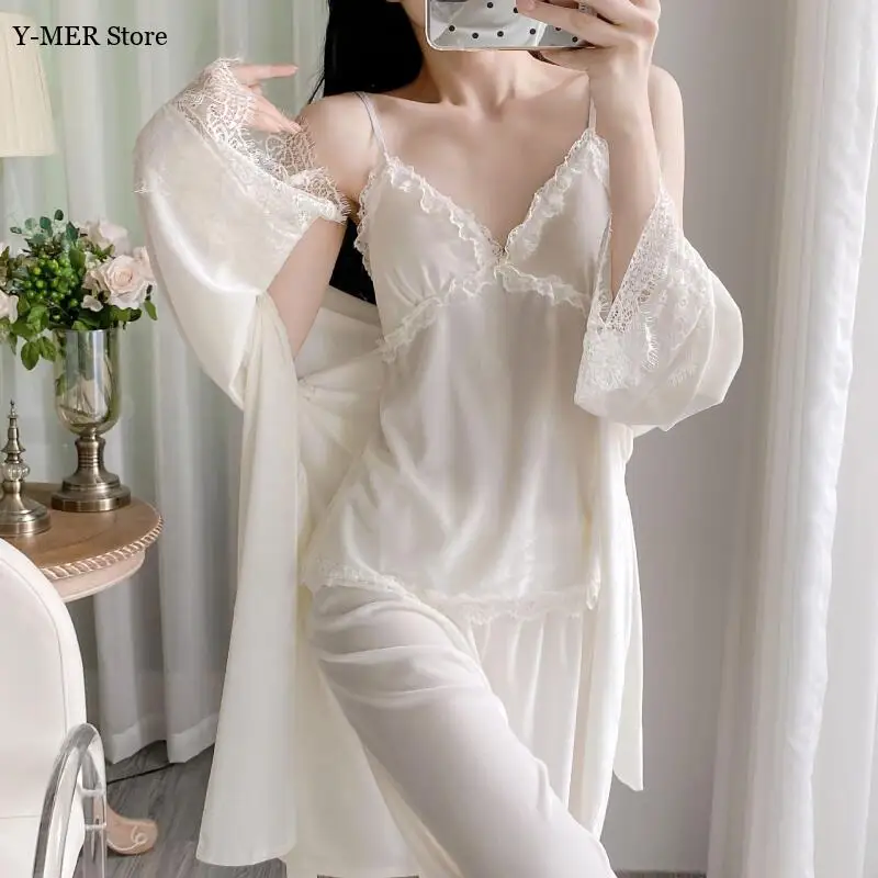 

2025 Autumn Warm Velour Pajamas Suit 3Pcs Loungewear Lady Sexy Trim Cami Top Pants Soft Velvet Pijamas De Mujer Sleepwear