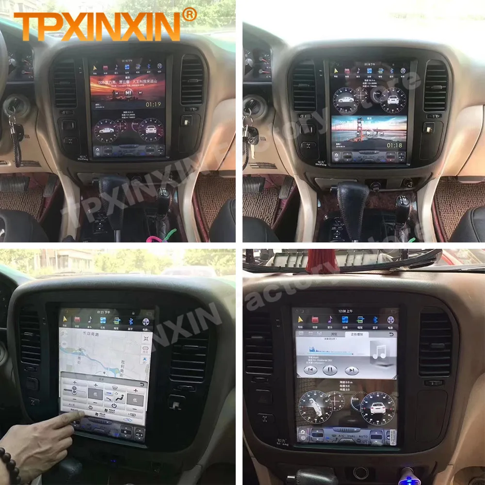8 Core 2 Din Android 13 Tesl- Stereo For Toyota Lander Cruiser LC100 1998 1999 2000 2001 2002 GPS Receiver Player IPS Head Unit