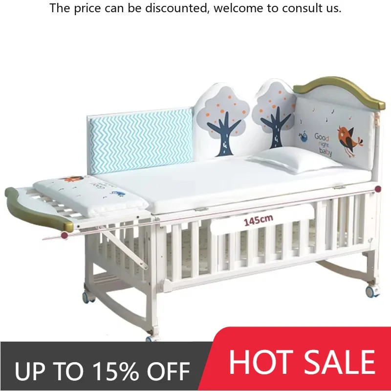 

Senji High Quality Cot Solid Beech Wood Baby Bed Adjustable Crib
