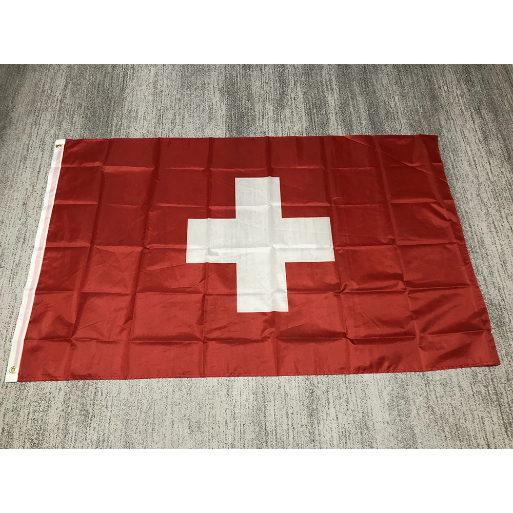 ZXZ free shipping NEW Swiss national Flag 90x150cm 3x5FT Polyester white cross ch che Swiss Switzerland flag banner