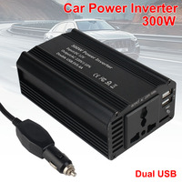 300W Power Inverter for Mobile Phone Laptop Tablet Charger DC 12V to AC 220V 600W Peak Power with 5.4A Dual USB Car Inverter