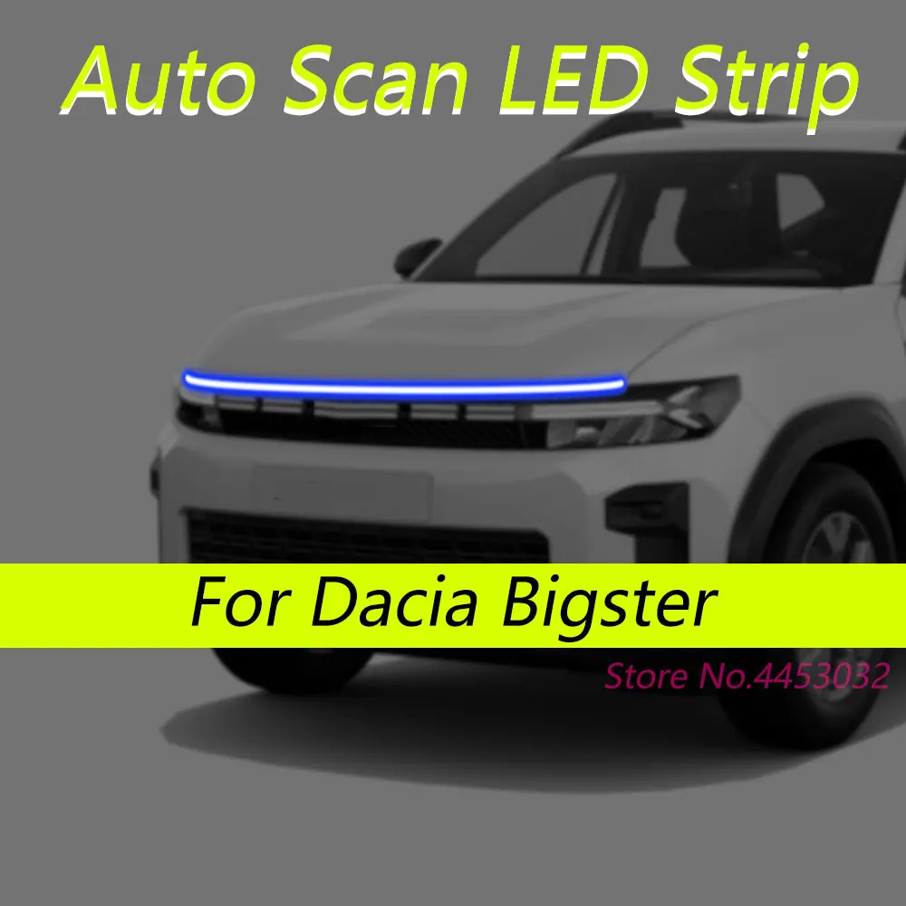 DRL Auto Scan Starting LED Strips For Dacia Bigster 2025 Car Hood Light Flexible Headlights Welcome Light 59 Inch