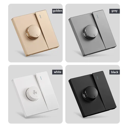 Imagen 2 del producto Gris cepillado UE Universal 1gang2way interruptor de luz con interruptor de Control de velocidad del ventilador, campana extractora ventilador de techo Panel AC 110-250V