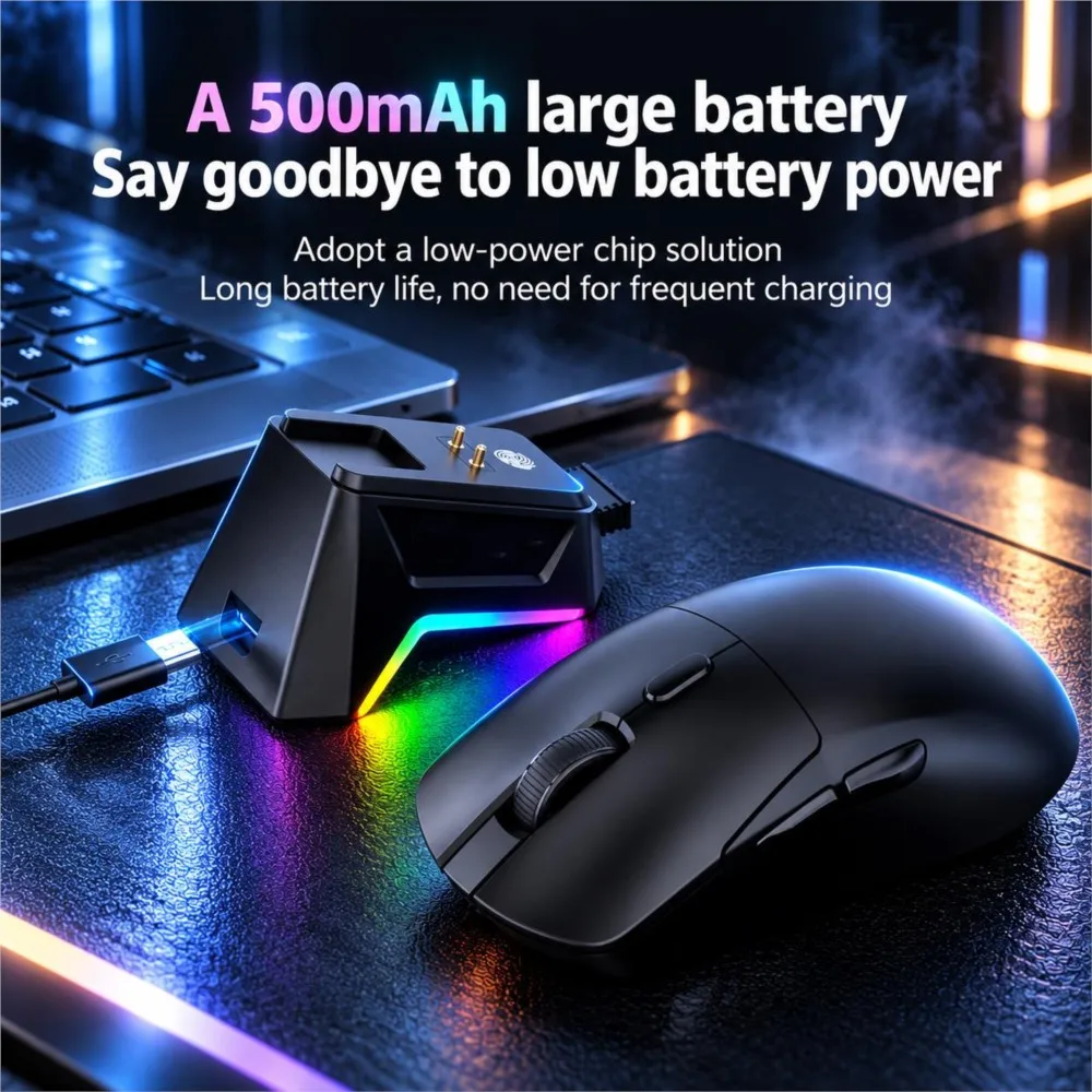 Wireless Bluetooth 3-Mode Mouse Magnetic Charging Dock Adjustable 12000 DPI PAW3311 Ultra-Light Rechargeabe Mouse for Work Game
