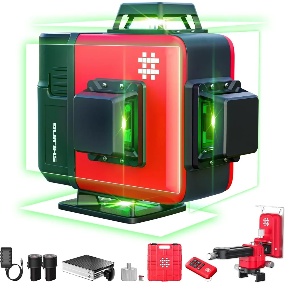 16 Lines Laser Level 4x360° Self Leveling, Class Green Self Leveling Cross Line Laser, Tiling Floor Laser Tool