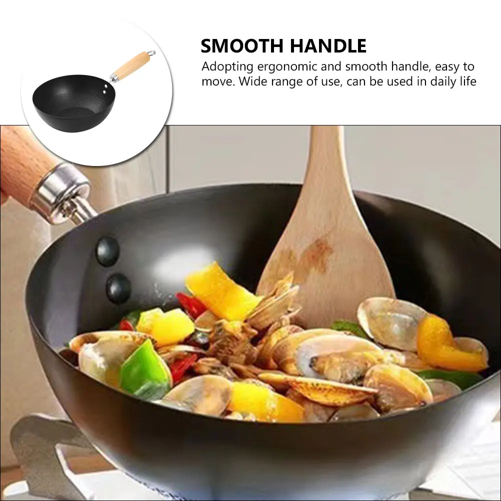 

24cm Nonstick Frying Pan Small Iron Wok for Gas Stove Round Bottom Cookware Fry Pans Traditional Wok Kitchen Cooking Pot