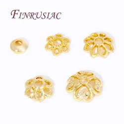 Bracelet Beads End Cap Accessories,Brass Beads Caps 18K Real Gold Plated Hollow Flower Bead Caps,DIY Jewelry Making Supplies