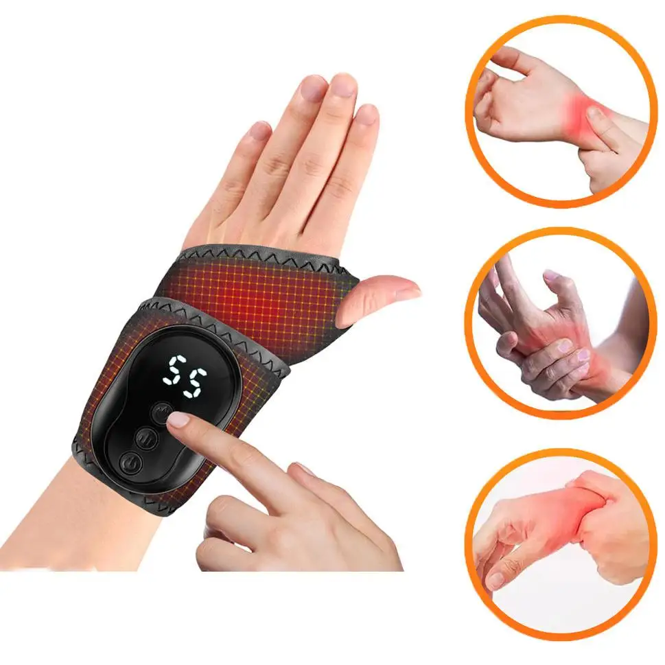Rechargeable Wrist Support Massager Cordless Wrist Brace 5 Heat Level & 3 Vibration Mode Hand Heating Pad Gift for women and Men