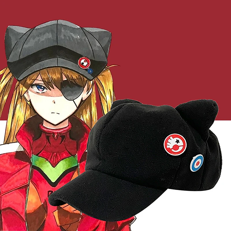 Shikinami Asuka Rangure Soryu Cat Ear Hat Cartoon Baseball Cap Anime Cosplay Costumes Accessories Gifts