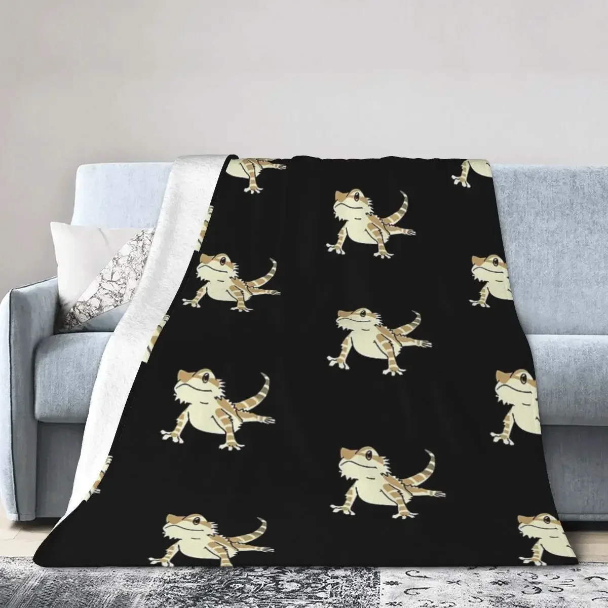 Cute Bearded Dragon Blanket Soft Warm Flannel Throw Blanket Cover for Bed Living room Picnic Travel Home Sofa