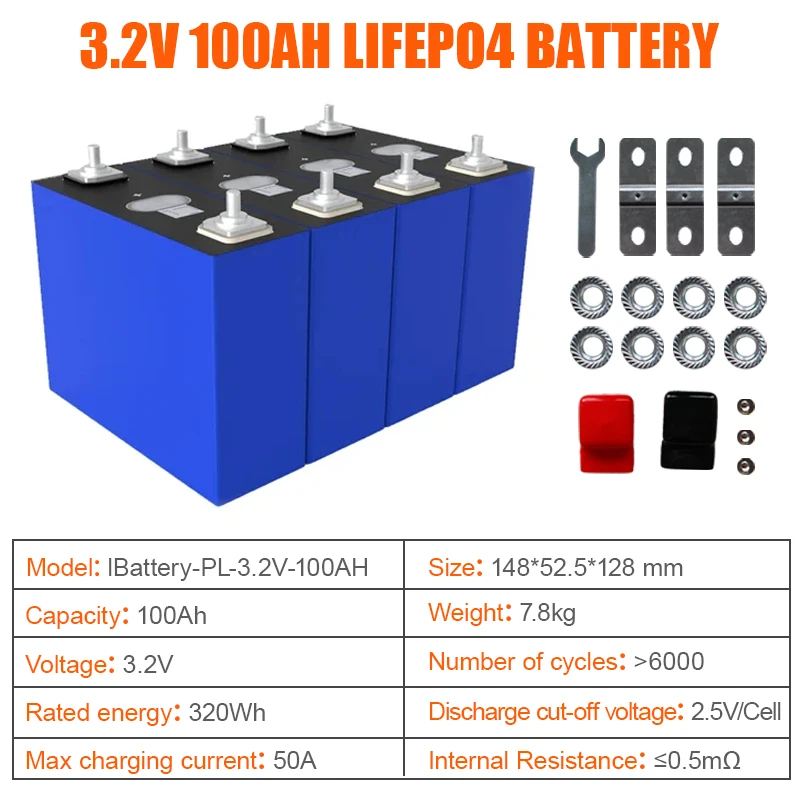 POWLAND 4 stks 3.2 V 100Ah 150Ah 280Ah LiFePO4 Batterij DIY 4 S 8 S 12 V 24 V RV Motorfiets Elektrische Auto reizen Omvormer Batterijen