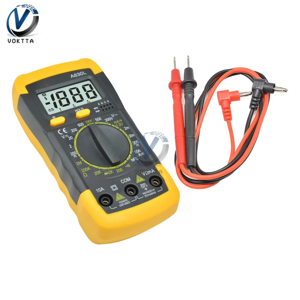 A830L Digital Display LCD Multimeter Portable Handheld AC DC Voltage Diode Freguency Multitester Voltmeter Ammeter Tester Tools