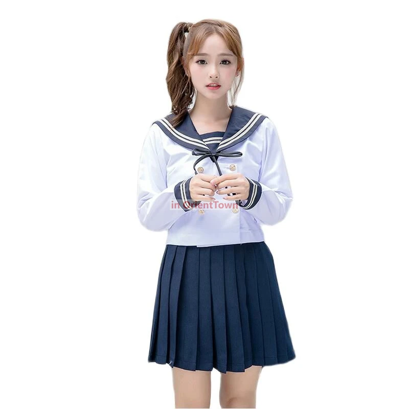 ชุดนักเรียนสำหรับวัยรุ่น สไตล์หวาน ชุดกะลาสีคุณภาพสูง นักเรียนสไตล์ Preppy แฟชั่น JK เสื้อและกระโปรงชุดนักเรียน